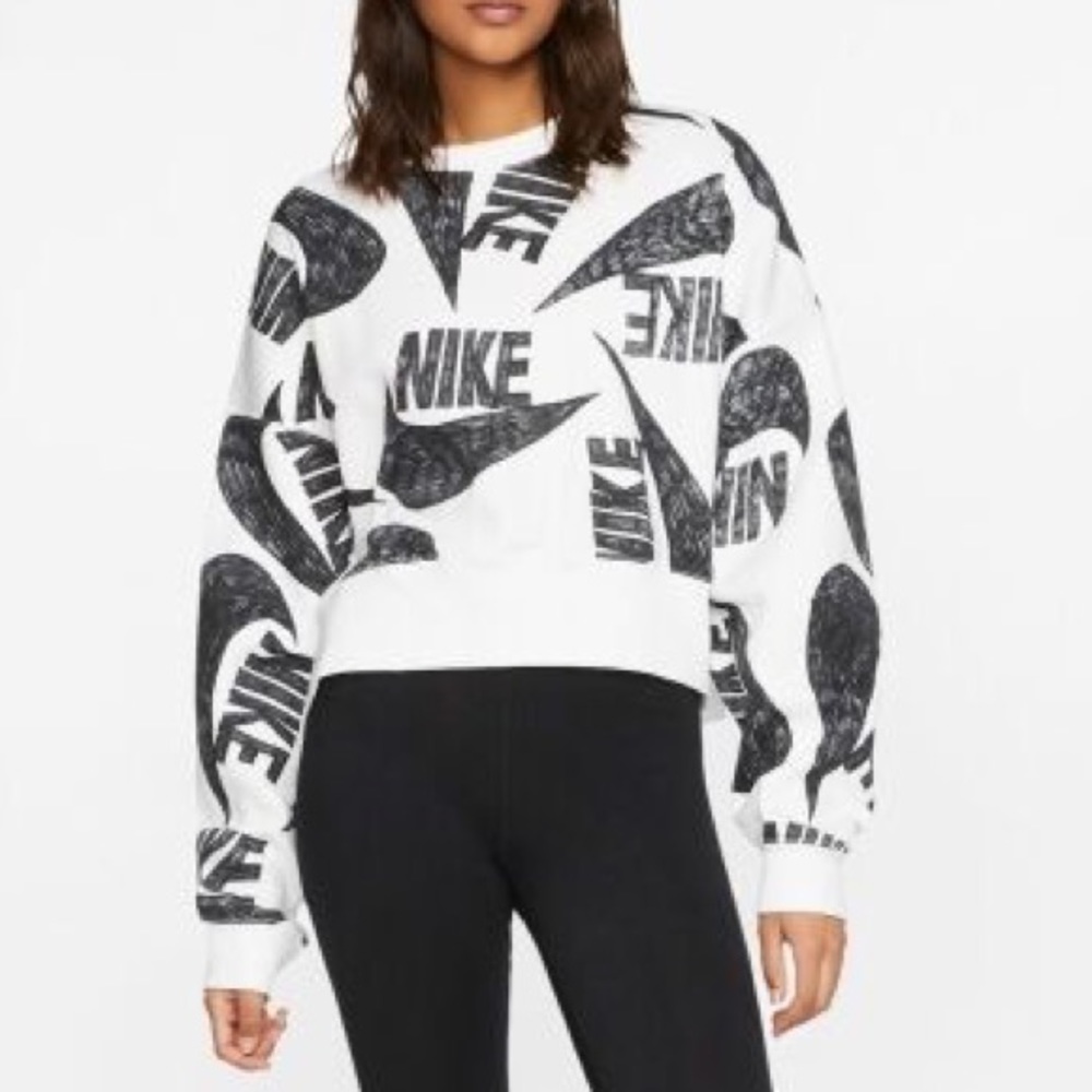Nike Women’s Icon Clash Logo Print Fleece Crewneck